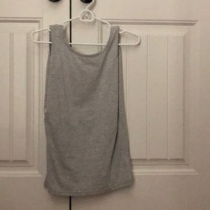 Grey backless tank top.